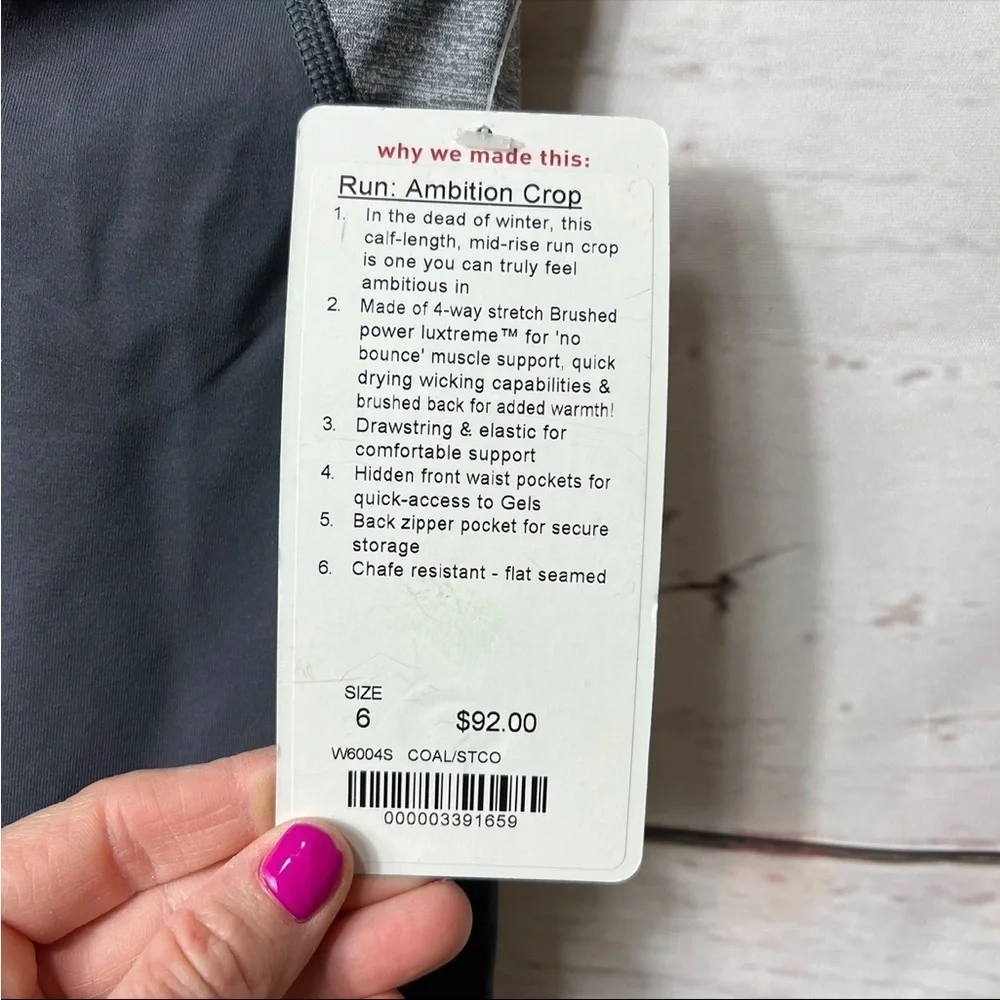 NWT Lululemon Run Ambition Crop Leggings